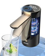 Eopora Automatic Water Dispenser Pump for 20 Litre Bottle, 1200Mah Battery USB Rechargeable Electric Foldable Water Can Dispenser for Home Office, Black