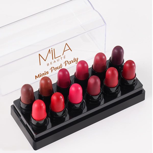 Mila Beauté 12 Creamy Matte Mini Lipstick Kit | Lip Hydrating & Light-weight | Long Lasting Lipsticks for Women | Suitable All Indian Tones | Shade - B 12g