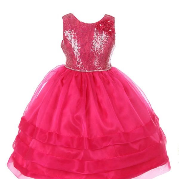 SOFYANA Girls Personalized Birthday Tutu Dress in Pink Sequin Festive Birthday Fuchsia Kids Dress Dresses Gown 8-9Years