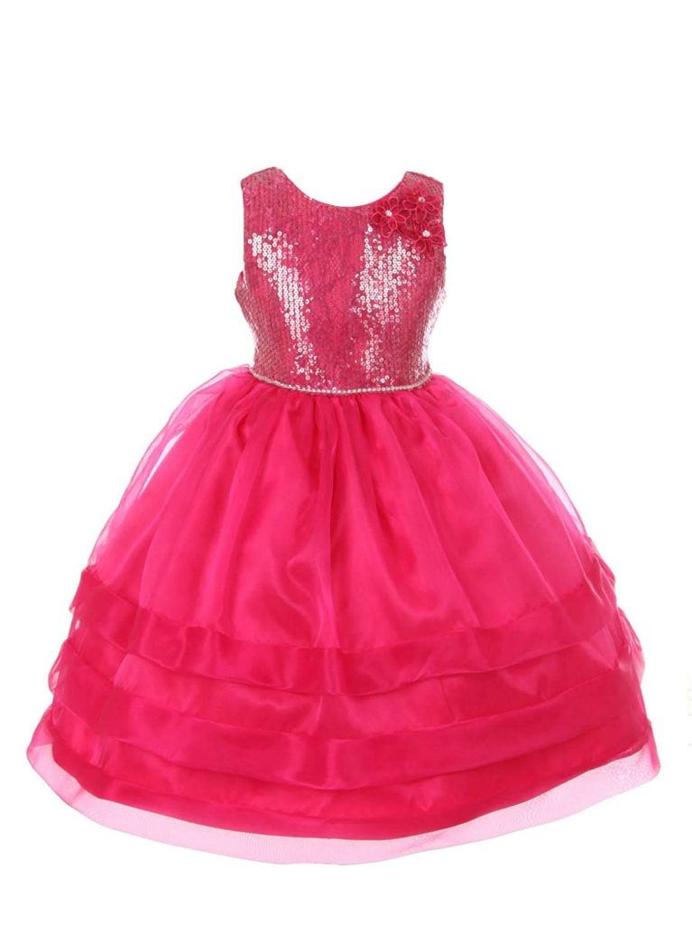 SOFYANA Girls Personalized Birthday Tutu Dress in Pink Sequin Festive Birthday Fuchsia Kids Dress Dresses Gown 8-9Years