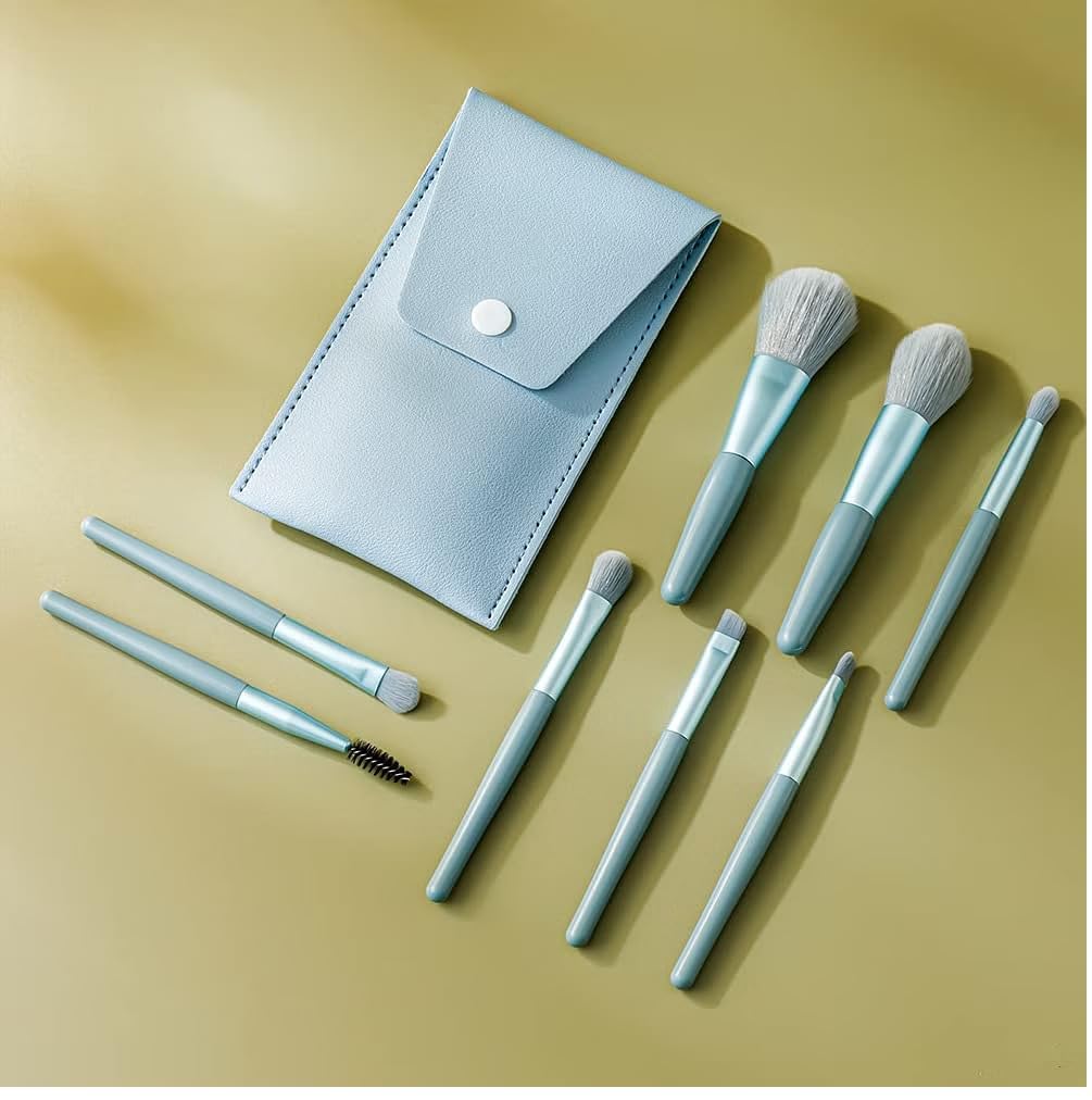 ETSAP 8 Pcs Brush Set With Pouch, Makeup Brushes Premium Synthetic Kabuki Foundation, Concealers, Eye Shadows Professional Blush, Face Powder, Highlighter, Contour, Blending Eyeliner (MULTICOLOUR)