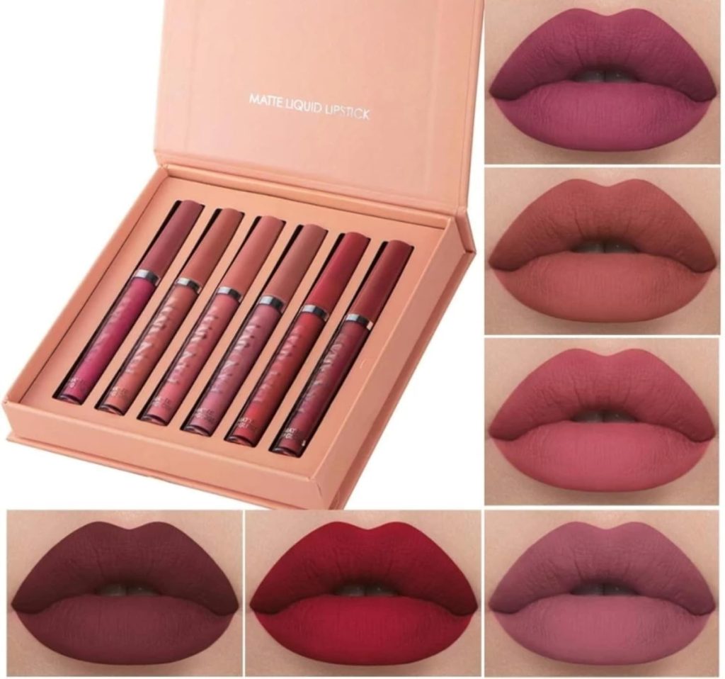 TopFinder® || Nude Lipstick || Lipstick Combo Pack Waterproof || Long Lasting || Velvet 6 Shades || Non Transfer Beauty Product Kit- Lip Gloss For Women, Liquid Glossy, Lipsticks Set For Women