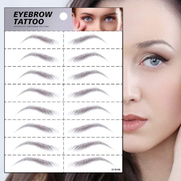S.A.V.I 8 Pairs 6D Natural Look Eyebrow Styling Long Lasting Up to 7 Days Waterproof Temporary Tattoo Stickers - 1 Sheet (146)