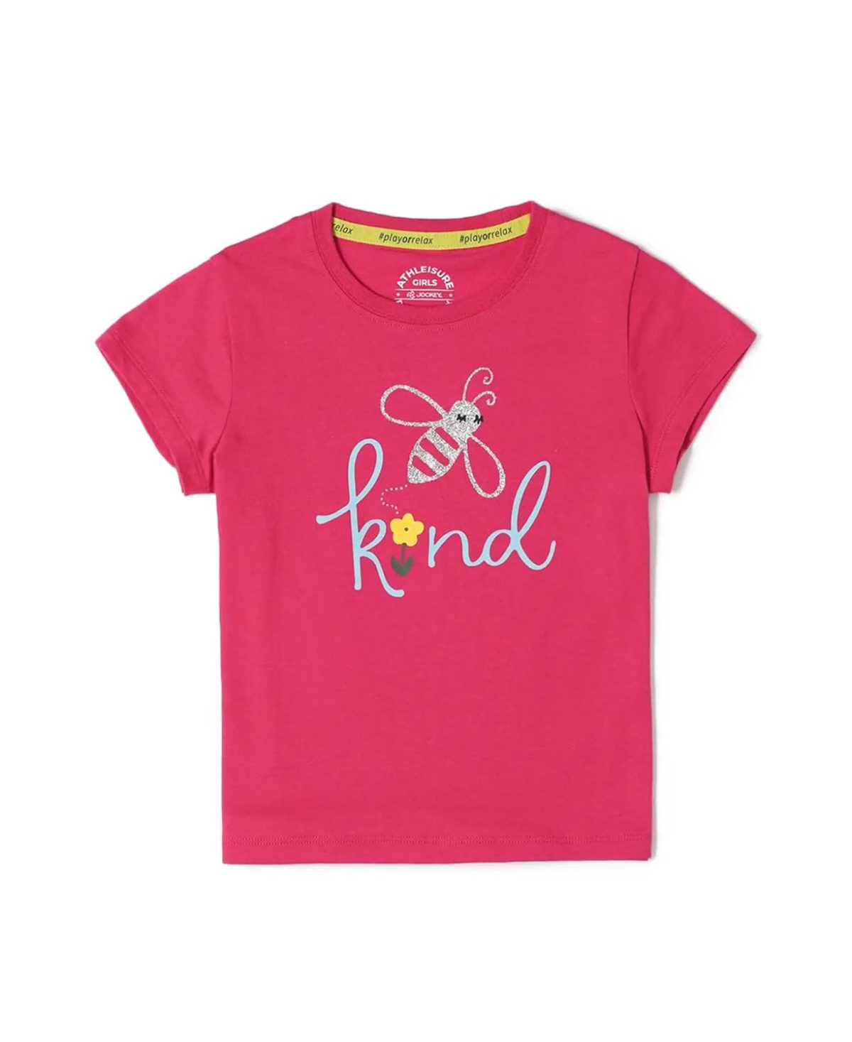 Jockey AG01 Girl's Super Combed Cotton Regular Fit Graphic Printed T-Shirt (Prints May Vary)