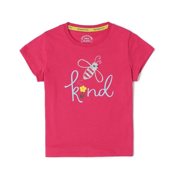 Jockey AG01 Girl's Super Combed Cotton Regular Fit Graphic Printed T-Shirt (Prints May Vary)
