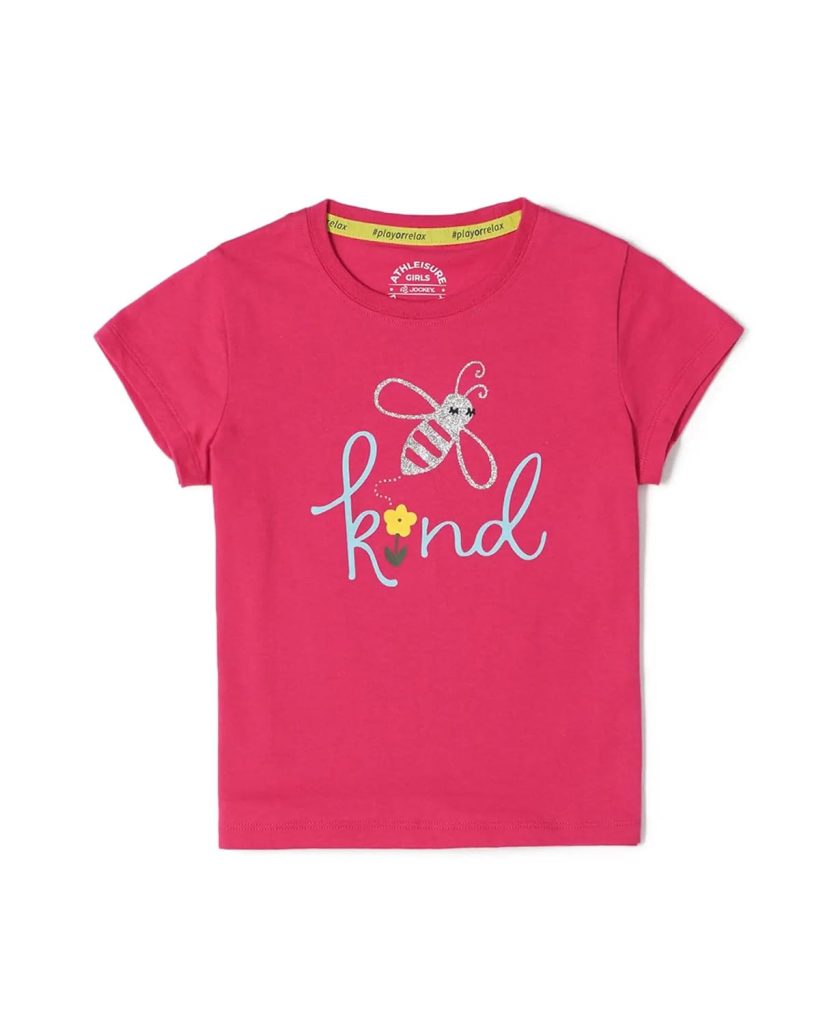 Jockey AG01 Girl's Super Combed Cotton Regular Fit Graphic Printed T-Shirt (Prints May Vary)