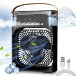 Drumstone (15 YEARS WARRANTY) Personal Air Cooler, Portable Air Conditioner Fan, Mini Evaporative Cooler with 7 Colors LED Light, 1/2/3 H Timer, 3 Wind Speeds and 3 Spray Modes _Multicolor