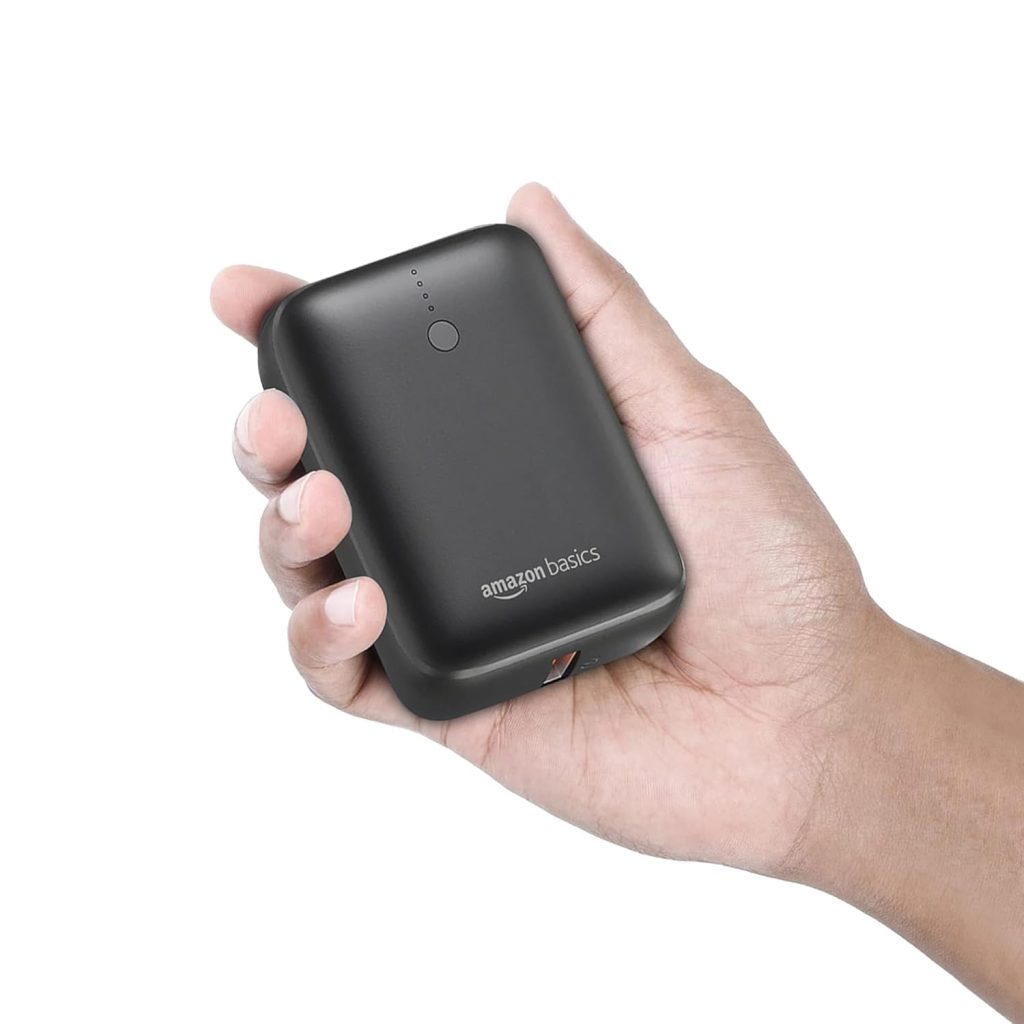 Amazon Basics 10000mAh Nano Power Bank | USB Type C, USB Type A | PD20W + 22.5W Fast Charging | LED Display | Broad Compatibility | Built-in Device Protection | Rapid Charge | Extended Power (Black)