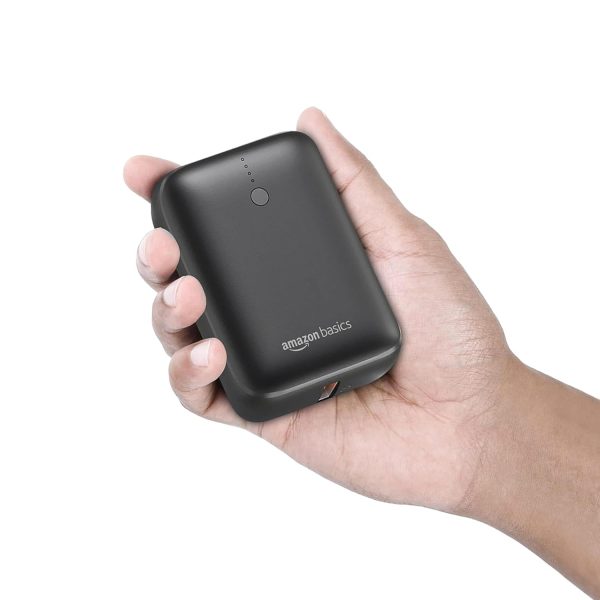 Amazon Basics 10000mAh Nano Power Bank | USB Type C, USB Type A | PD20W + 22.5W Fast Charging | LED Display | Broad Compatibility | Built-in Device Protection | Rapid Charge | Extended Power (Black)