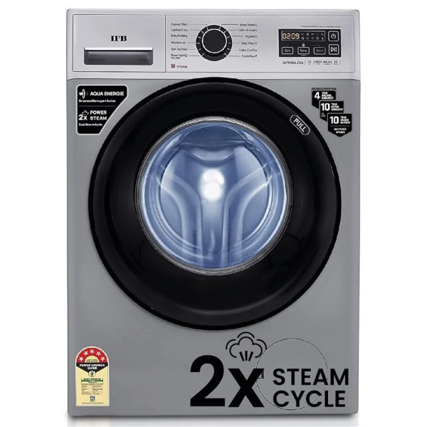 IFB 7 Kg 5 Star Front Load Washing Machine 2X Power Steam (SERENA ZSS 7010, Silver & Black, In-built Heater, 4 years Comprehensive Warranty)