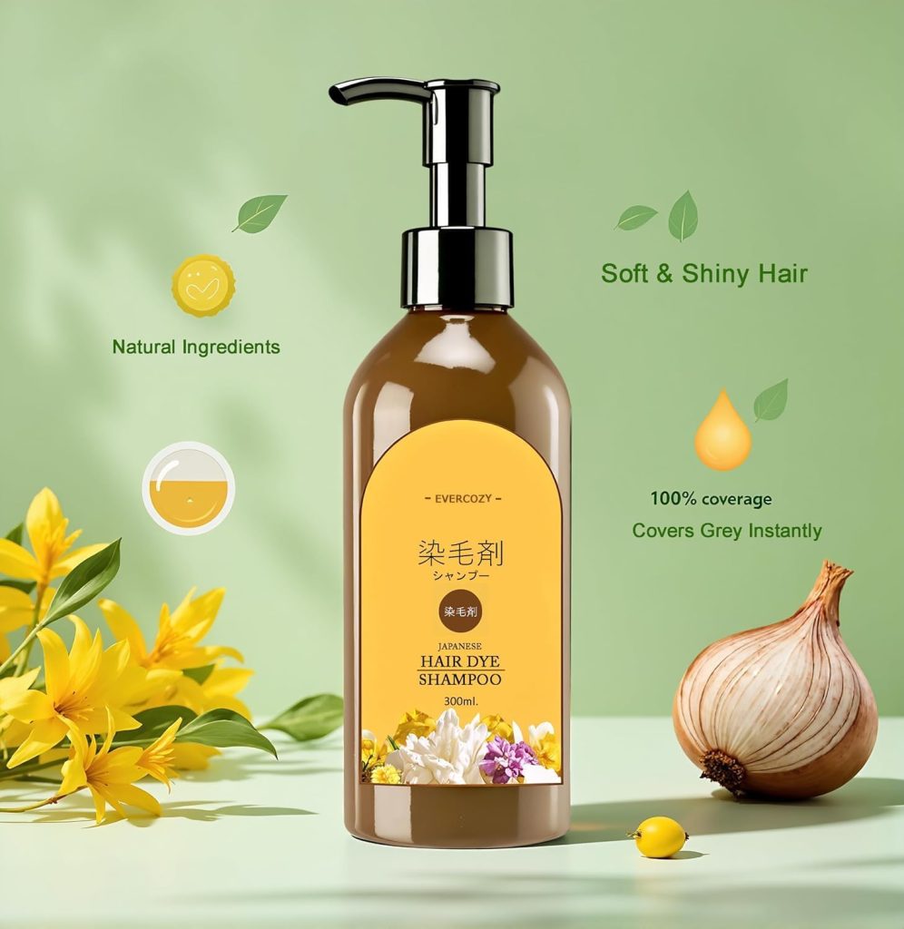 Japanese Hair Dye Shampoo for Women & Men All Hair Types Natural & Long-Lasting Color Ammonia-Free Paraben-Free Plant-Based Hair Dye Home Hair Color Solution (Pack of 2, 300ml)