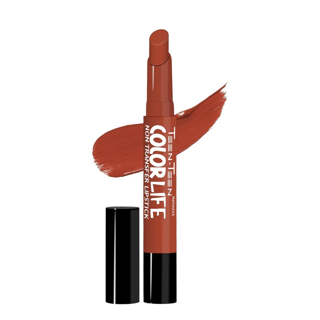 TEEN.TEEN Color Life Nontransfer Crayon Lipstick | Matte Finish with Built-in Primer | Waterproof & Long Lasting Lip Color | Smudge-Proof, Fade-Resistant Formula | Brown Sugar, 2gm