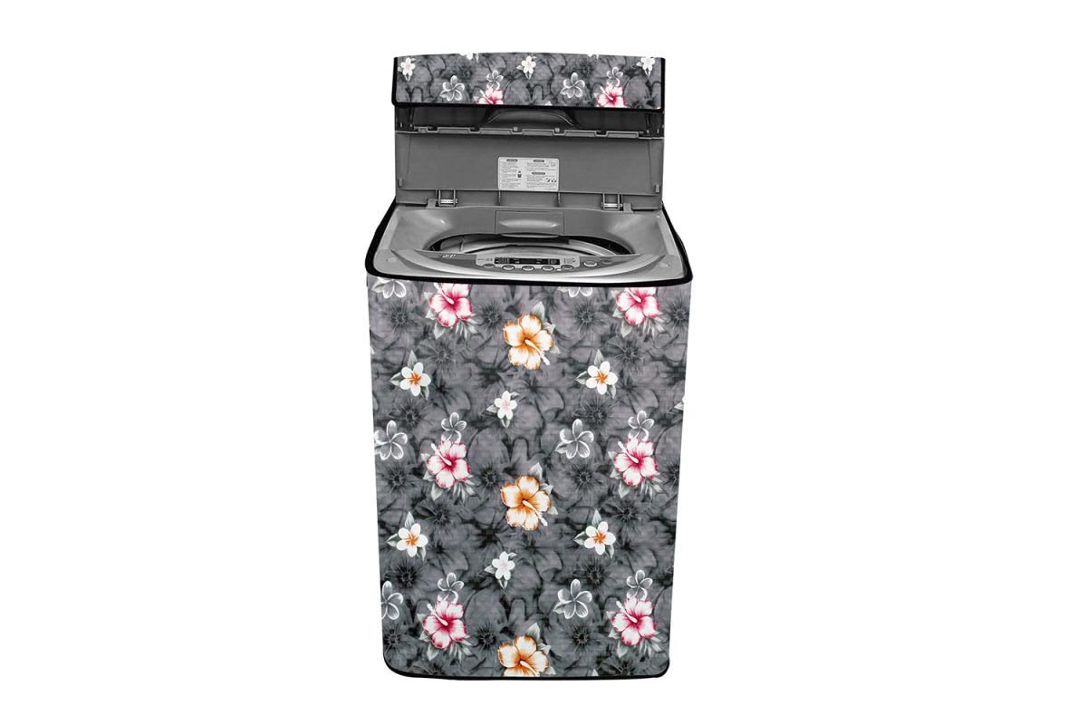 The Furnishing Tree Washing Machine Cover Floral Grey Compatible for Godrej 7.5 Kg Fully-Automatic Top Loading WTEON ADR 75 5.0 FDTH GPGR