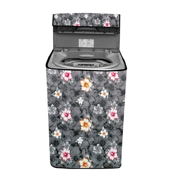 The Furnishing Tree Washing Machine Cover Floral Grey Compatible for Godrej 7.5 Kg Fully-Automatic Top Loading WTEON ADR 75 5.0 FDTH GPGR