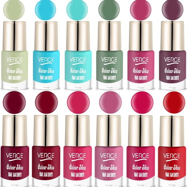 VERGE COLOUR SHOW LONG WEAR NAIL POLISH (PARABEN FREE & NON TOXIC) CHIP RESISTANT & QUICK DRY (MODERN COLOR RANGE COMBO) (CS12_54)
