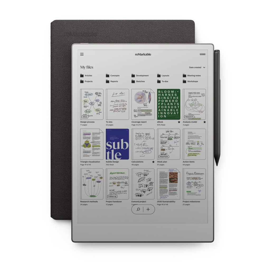 reMarkable Paper Pro Bundle Mosaic Weave Includes 11.8'' Paper Tablet Marker Plus Pen with Eraser and A Book Folio Cover Basalt
