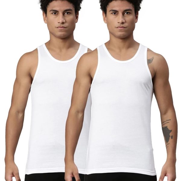 Levi's 012 Men's Rib Pure Cotton Solid Vest - U-Neck, Sleeveless, Side Branding, Snug fit with Easy Tucked (Pack of 2)
