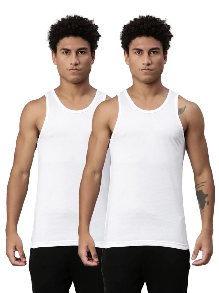 Levi's 012 Men's Rib Pure Cotton Solid Vest - U-Neck, Sleeveless, Side Branding, Snug fit with Easy Tucked (Pack of 2)