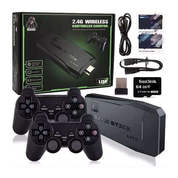 Drumstone (𝐋𝐢𝐦𝐢𝐭𝐞𝐝 𝟏𝟎 Year Warranty 4K Ultra HD Gaming Console with 2.4G Wireless Controllers Built-in 64GB Game Library with 20,000+ Retro Games Plug & Play Video Game System for TV-Black