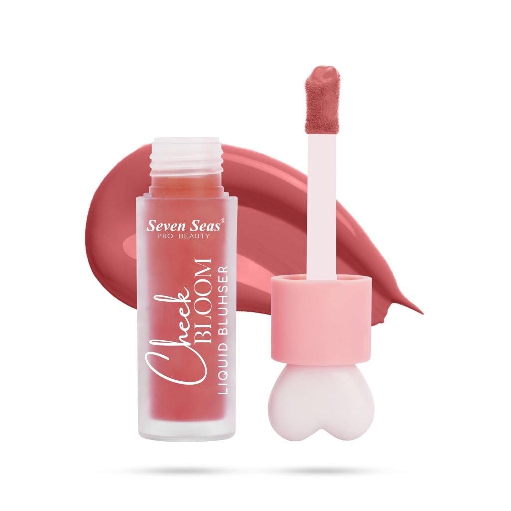 Seven Seas Cheek Bloom Liquid Blusher & Lip Gloss | Highly Pigmented | Long-lasting | Waterproof | Buildable & Blendable | All Skin Types | (Shade- 04 Natural Blush-5g)