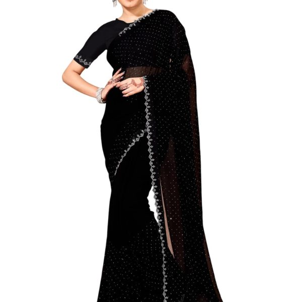 leelavati Women Embellished Bollywood Chiffon Saree Elegant Design For Weddings, Parties, And Festivities