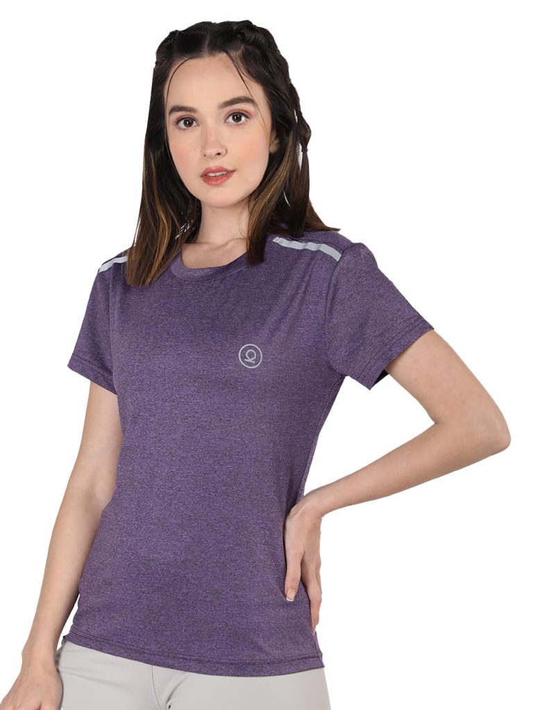 CHKOKKO Women's Polyester Regular Fit Round Neck Gym Sports T-Shirts