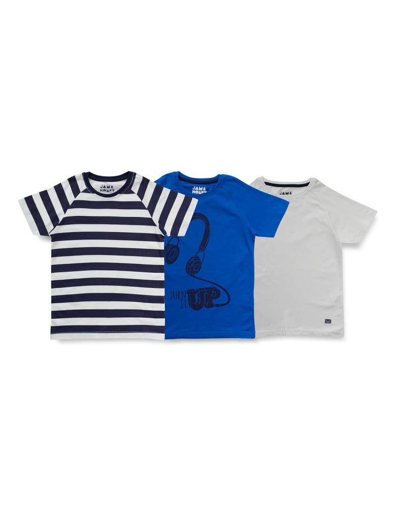 Amazon Brand - Jam & Honey Mix Pattern Regular Fit Boys 100% Cotton Printed Half Sleeves T-Shirt | Age 2-12 Years (Pack of 3)