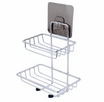 Boniry Stickable Double Layer Soap Dish Holder - Wall Mounted Stainless Steel Soap Stand for Bathroom, Soap Storage Rack for Kitchen with Self Adhesive Magic Sticker (Silver)