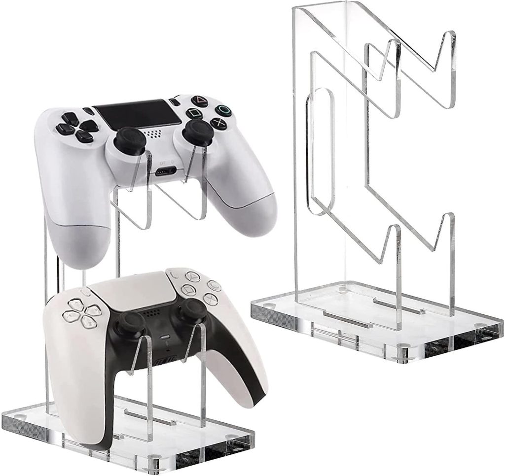 OOPZ Dual game pad Controller Holder Gaming Accessories, Suitable for Almost All Controllers, Controller Stand for Xbox ONE PS4 PS5 STEAM PC (Crystal Clear)