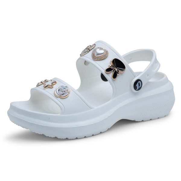 DOCTOR EXTRA SOFT Women's Metallic Charms Fashion Slippers/Sandals with Adjustable Back Strap | Comfortable | LightWeight| Stylish & Anti-Skid| Waterproof Casual Beach Slides Mules Girls & Ladies D-533