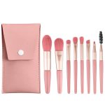 Gleva 8 Pcs Brush Set With Pouch, Makeup Brushes Premium Synthetic Kabuki Foundation, Concealers, Eye Shadows Professional Blush, Face Powder, Highlighter, Contour, Blending Eyeliner (Pink)