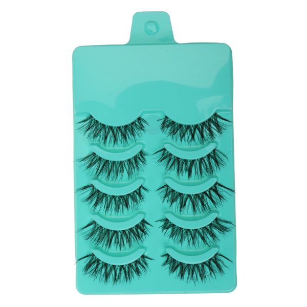 Magideal 5 Pairs Beauty Makeup Handmade Messy Cross Style False Eyelashes Green