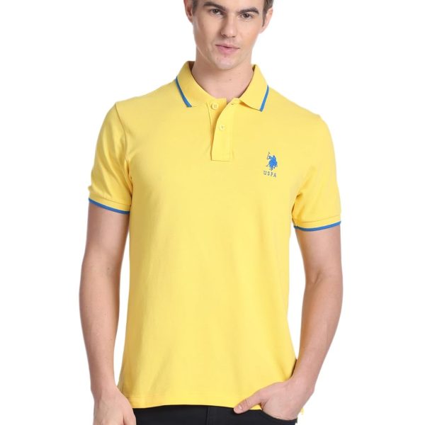 U.S. POLO ASSN. Men's Tipped Collar Pure Cotton Slim Fit Polo Shirt