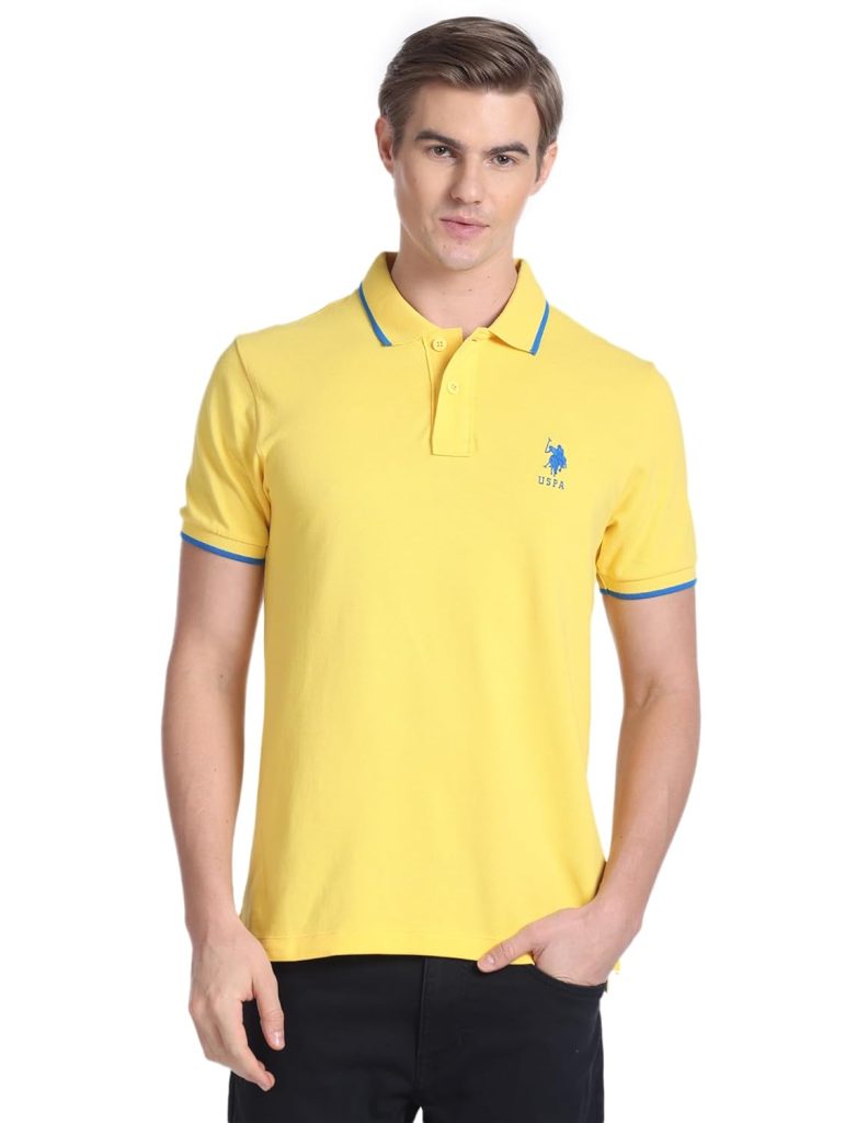 U.S. POLO ASSN. Men's Tipped Collar Pure Cotton Slim Fit Polo Shirt