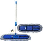 Livronic Plastic Wet And Dry Cotton Pad Floor Mop 67X14X5 (18-Inch Head) With 4 Feet Telescopic Handle Floor Cleaning Mop|Home|Office|Hotels|Hospitals (Set Of 1) (18 Inch Full Set With 1 Extra Pad.)