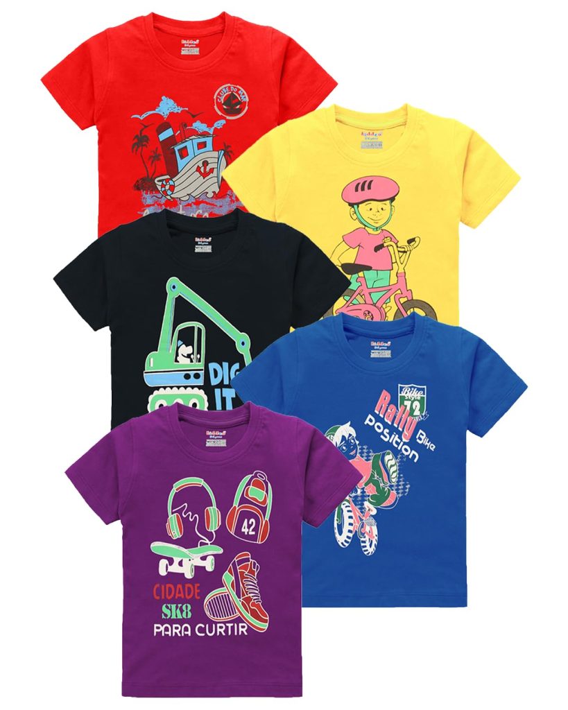 kiddeo Boys Half Sleeve t Shirts (2k18)(02)(Pack of 5)