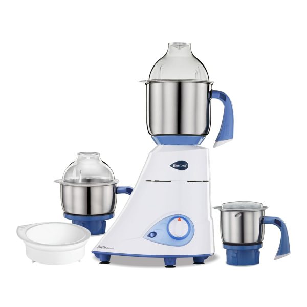 Preethi Blue Leaf Diamond MG-214 mixer grinder 750 watt (Blue/White), 3 jars & Flexi Lid, FBT motor with 2yr Guarantee & Lifelong Free Service