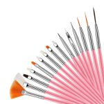 Nail Art Brushes | Nail Art Design Painting and Drawing UV Polish Brush Tool Kit | 15 pcs Nail Art Brushes Kit with 5 pcs Nail Dotting Pens (Pack Of 2) Multicolored