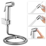 ALTON SHR20910 ABS Health Faucet with SS-304 Grade 1.25 Meter Flexible Hose Pipe and Wall Hook, Chrome Finish (Jet Spray for Toilet)