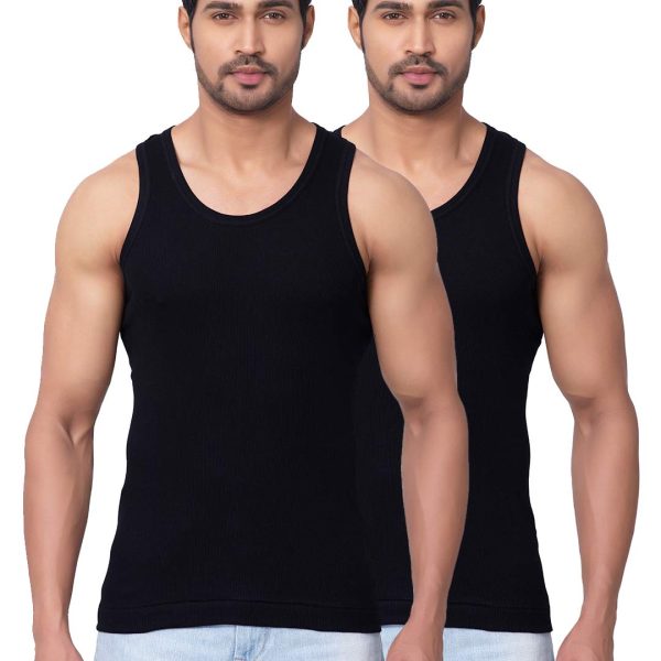 Dixcy Scott Originals Men's Solid 100% Combed Cotton Itch-Free & Comfortable Round Neck Sleeveless Under Regular Fit Shirt Tank Fit Vest Innerwear - Victory Durby | Pack of 2 Print May Vary