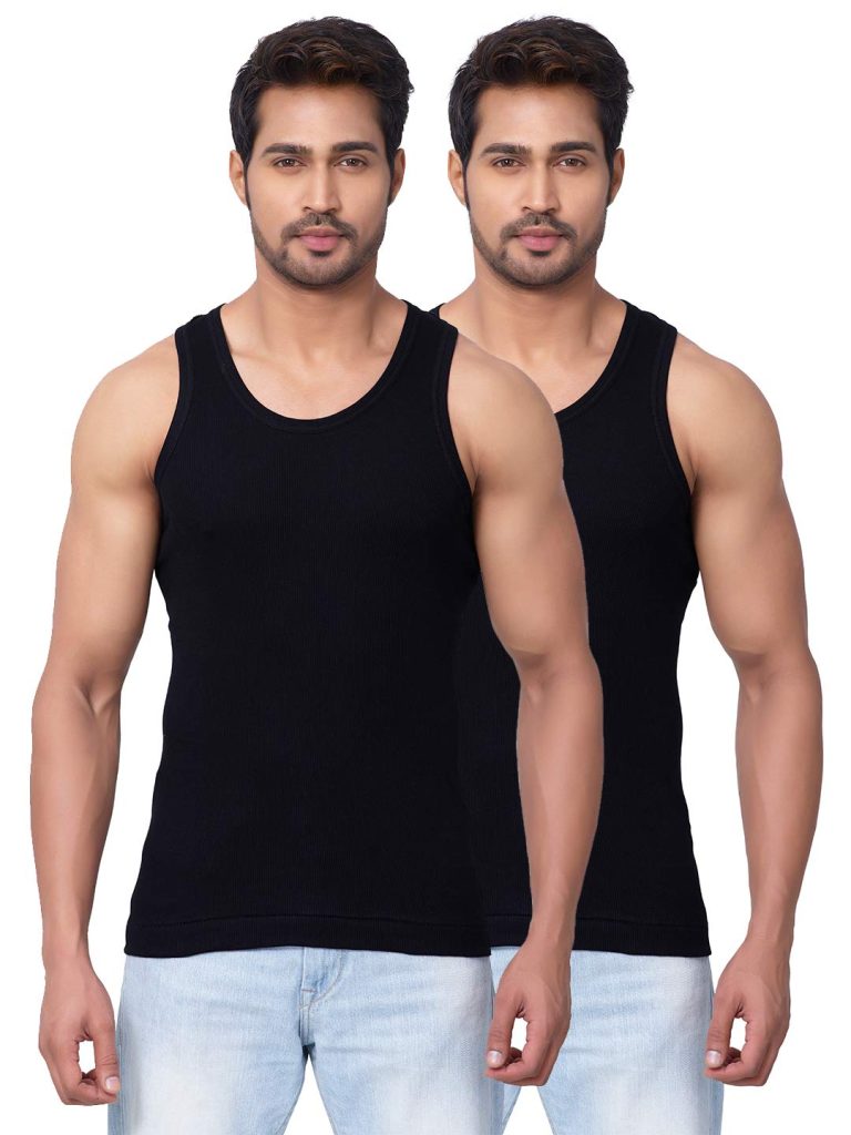 Dixcy Scott Originals Men's Solid 100% Combed Cotton Itch-Free & Comfortable Round Neck Sleeveless Under Regular Fit Shirt Tank Fit Vest Innerwear - Victory Durby | Pack of 2 Print May Vary