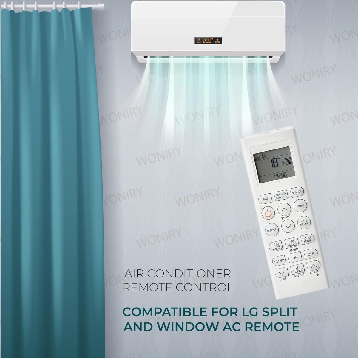Woniry Air Conditioner Remote Control Compatible for LG AKB73975614 Split AC Remote (36 I)