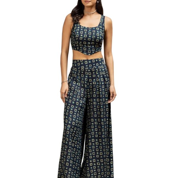 FIORRA Women's Navy Blue Cotton Printed Co-ord Set