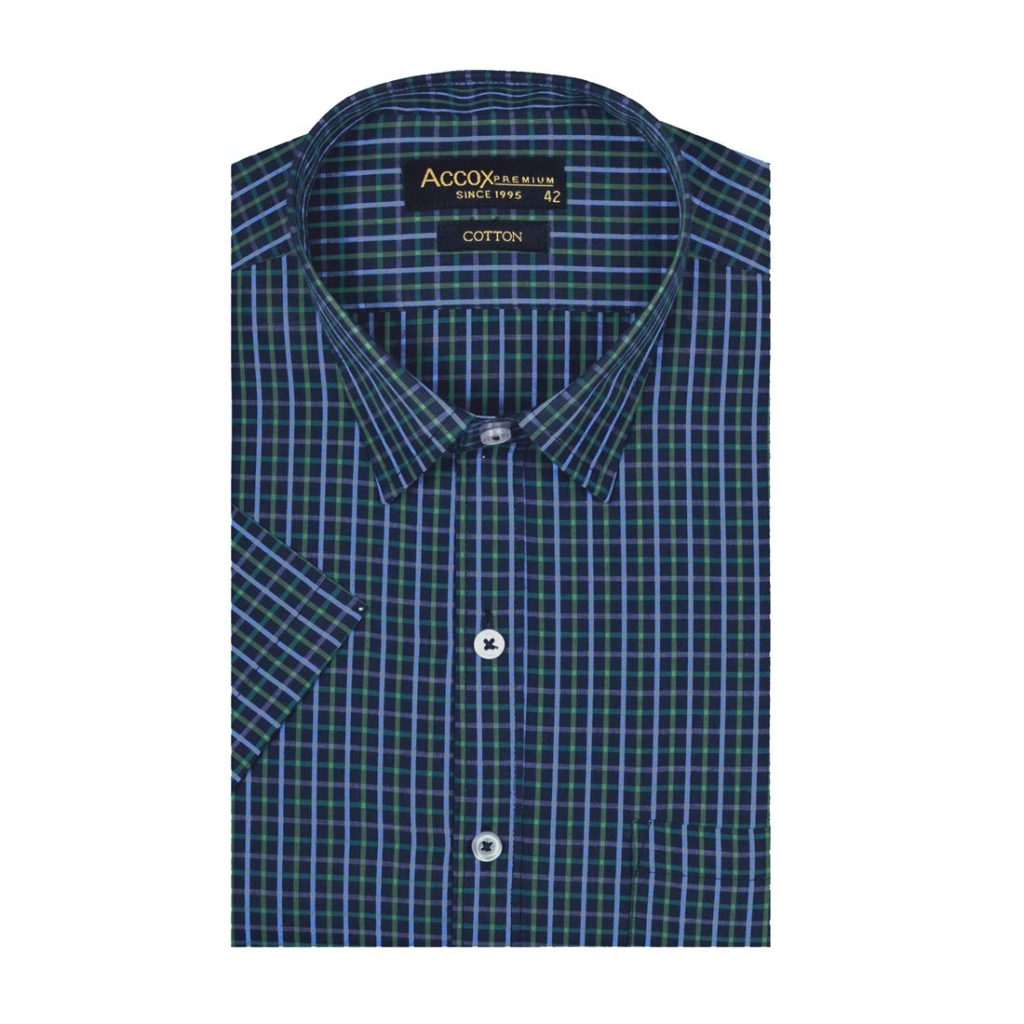ACCOX Men's Half Sleeves Formal Regular Fit Cotton Check Shirt(Multi,GC122)
