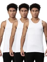 Levi's 012 Men's Rib Pure Cotton Solid Vest - U-Neck, Sleeveless, Side Branding, Snug fit with Easy Tucked (Pack of 3)