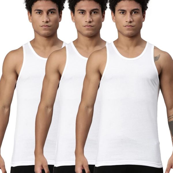 Levi's 012 Men's Rib Pure Cotton Solid Vest - U-Neck, Sleeveless, Side Branding, Snug fit with Easy Tucked (Pack of 3)