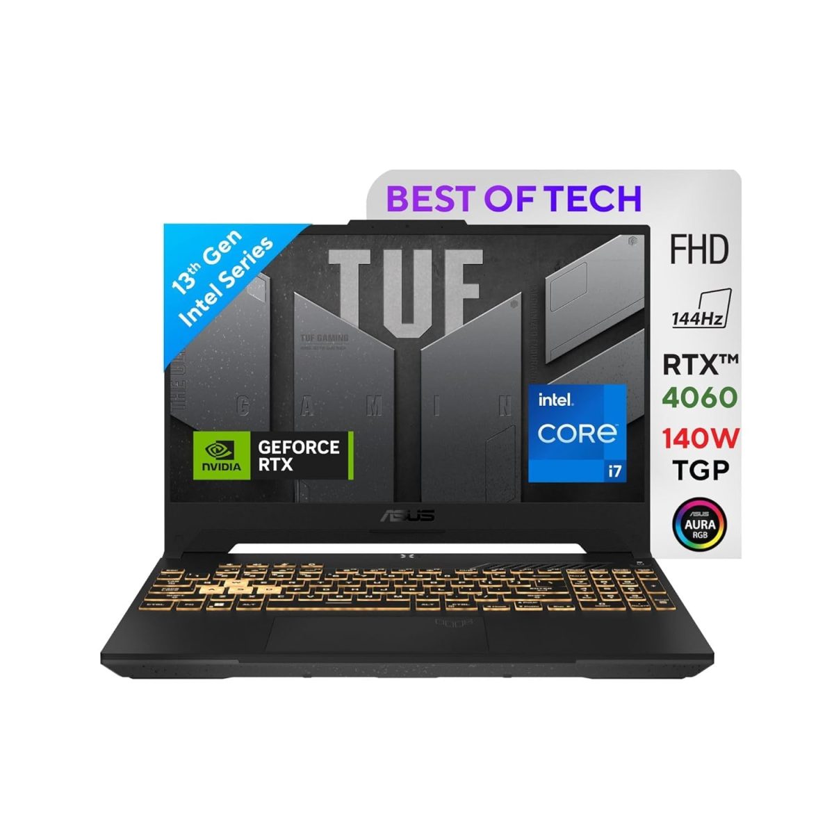 ASUS TUF Gaming F15, 15.6" FHD (1920 x 1080) 16:9, 13th Gen Intel Core i7-13620H Processor 2.4 GHz, Gaming Laptop (16GB RAM/1 TB/RTX 4060/Windows 11/Office Home/Mecha Gray/2.2 Kg), FX507VV-LP487WS