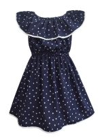 A.T.U.N. (ALL THINGS UBER NICE) Girl's Cotton Skater Knee-Long Knee Length Dress (Gdrs Cel NPD_Navy), Blue, 7-8 Years