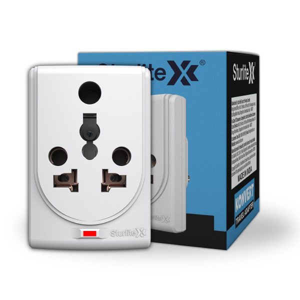 Sturlite Konvert Multiplug| 6-16 Conversion| Universal AC Travel Adapter|6Amp 240V| ABS Strong Body Socket (Pack of 1)