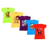 Ezee Sleeves Combo of Girl's Cotton T-Shirt & Top/Half Sleeves T-Shirts for Girls - Pack of 5(Multicolour)
